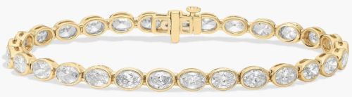 6 Carat Oval Cut Lab Diamond Tennis Bracelet 14K Yellow Gold