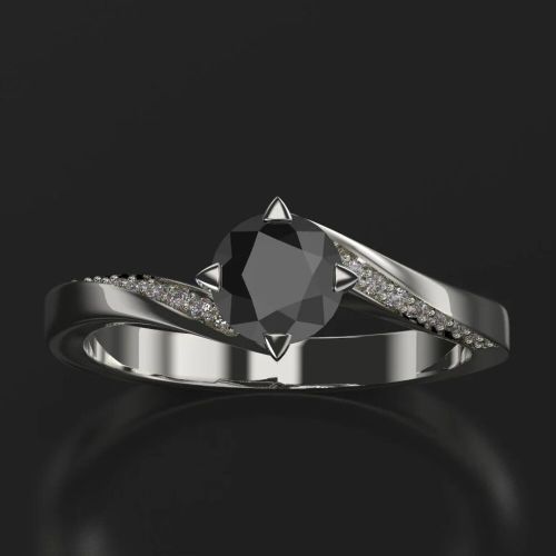 Round Cut Natural Black Diamond 2.50Ct 14K Gold