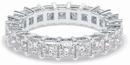 Women 4Ct Princess Cut Lab Diamond Full Eternity Wedding Band 14K White Gold
