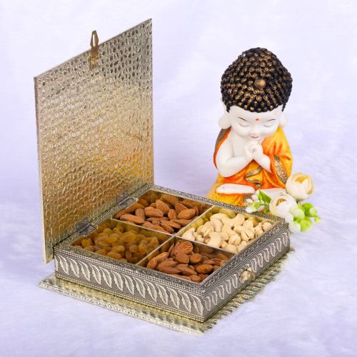 Navrang Meenakari Decorative Wooden Dry Fruit Box, Color : Silver