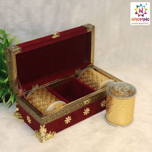 Navrang Printed Meenakari Wooden Decorative Jewelry Box, Color : Red
