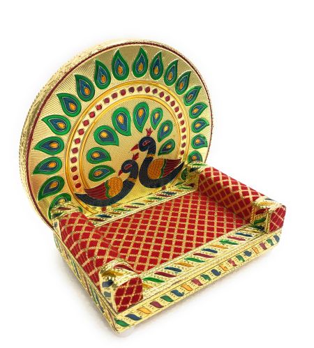 Wooden Navrang Golden Thakorji Bal Gopal Sinhasan Multisizer