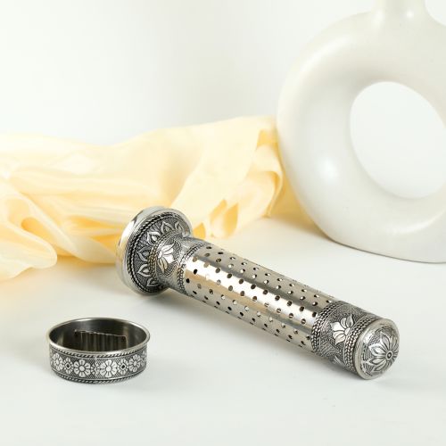 Oxidized Meenakari Steel Agarbatti Stand, Color : Black, Silver