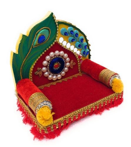 Wooden Navrang Laddu Gopal Singhasan, Color : Multicolor Multisizer