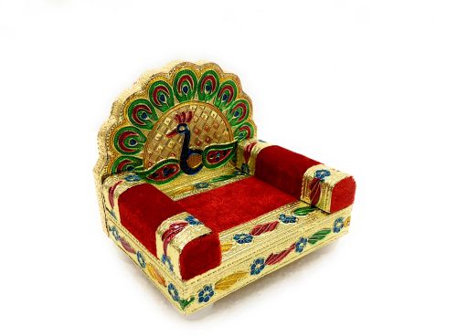 Navrang Sheesham Wood Krishna Wooden Singhasan, Color : Multicolor