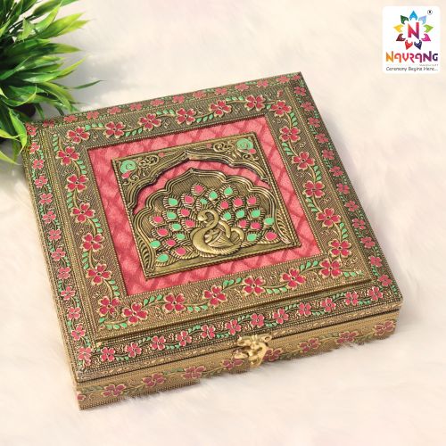 Sheesham Wood Meenakari Square Dry Fruit Box, Brand Name : Navrang