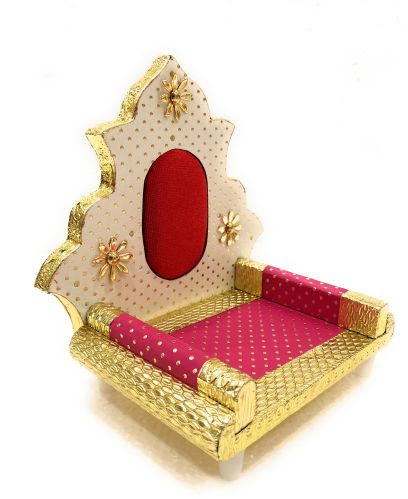 Wooden Navrang White Antique Ladoo Gopal Singhasan, Color : Golden