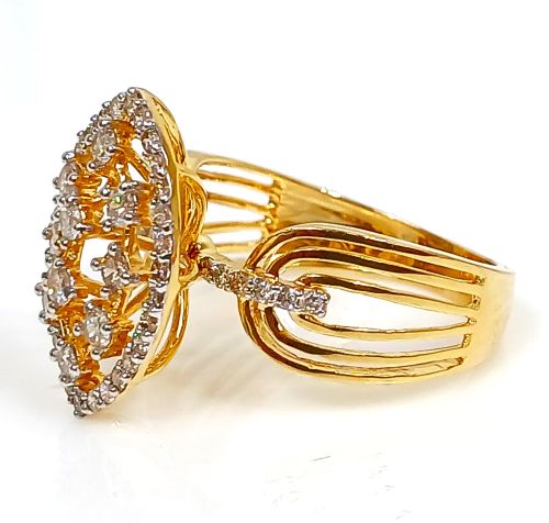 Djewels Yellow Gold Designer Diamond Rings, Gender : Female