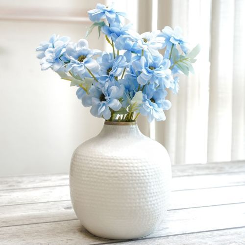 Metal Polished VA10053L Hammered White Flower Vase for Decoration