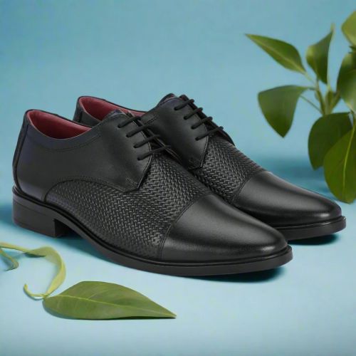 Men Leather Black Lace-up Formals Shoes