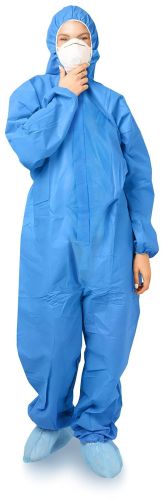 Coverall Elastic Cuffs Attached Hood Boot Covers, Medium