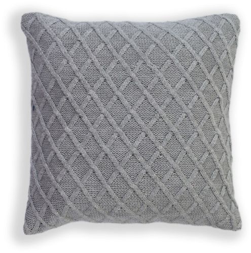 Aran Knit Cotton Cushion, Color : Grey 45 X 45 Cm