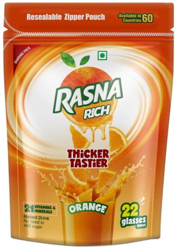 Rasna Rich Zipper Pack Orange Flavour Fruit Drink