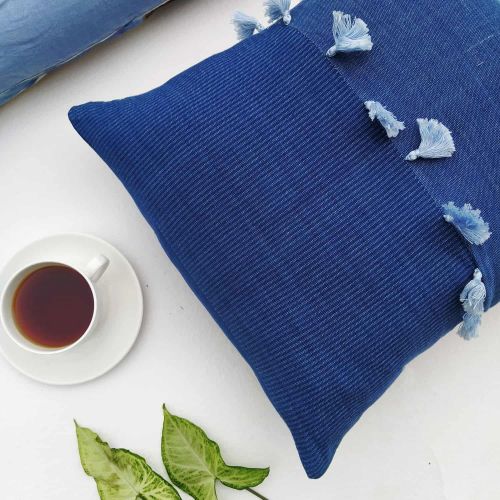 Cushion Cover - Middle Fringe, Color : Deep Indigo