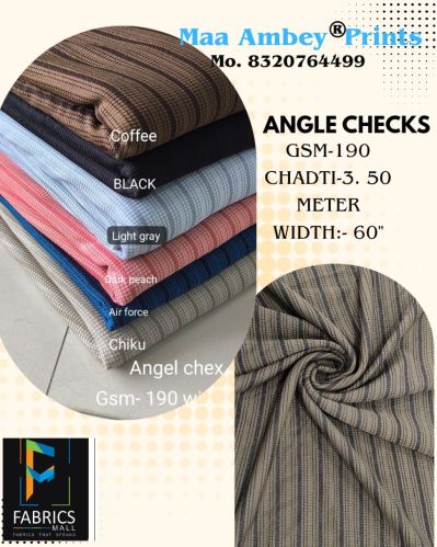Plain Angle Checks Polyester Lycra Fabrics, Color : Multi Colours