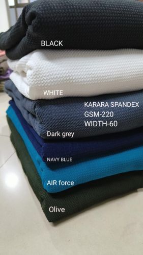 Plain Karara Spandex Polyester Lycra Fabric, Width : 60 Inch