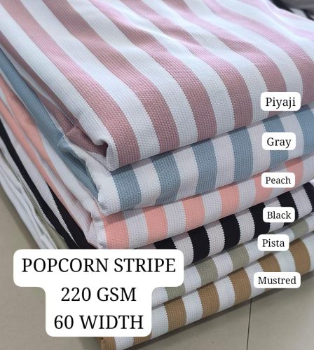 Popcorn Stripe Polyester Lycra Fabric, Packaging Type : Multi Colours