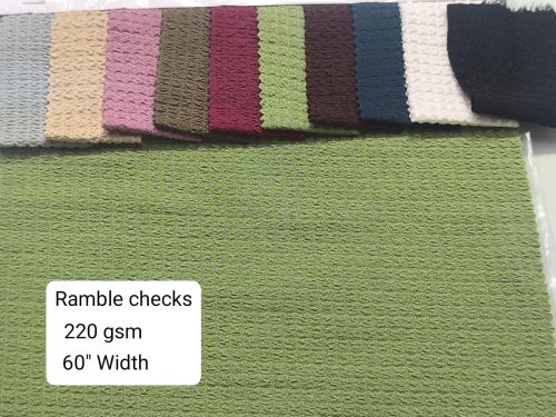 Plain Rumble Checks Polyester Lycra Fabric, Brand Name : Fabricsmall