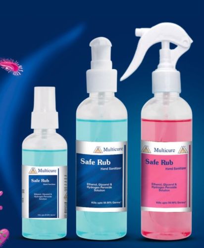 100ml Safe Rub Hand Sanitizer, Form : Liquid, Packaging Type : Blue