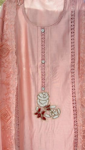 Chiffon Embroidered Cotton Pink Unstitched Suit