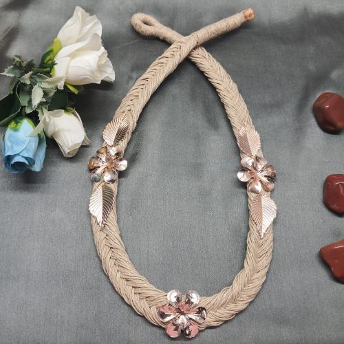 NIPSTec Handcrafted Braided Jute Necklace, Color : Rose Gold