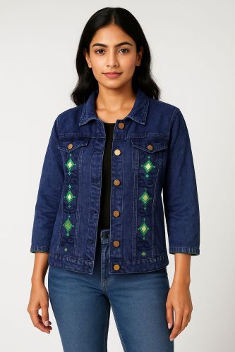 Kesula Denim Ladies Embroidered Jacket Mirror Embroidery