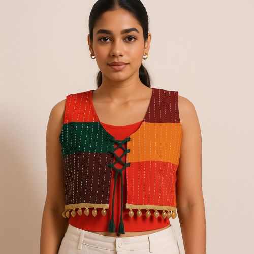 Cotton Sleeveless Overcoat for Women, Color : Multi Color