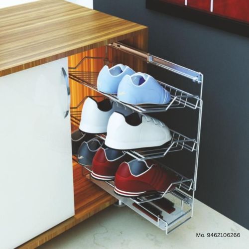 Polished Stainless Steel Hettich Shoe Rack Pull Out