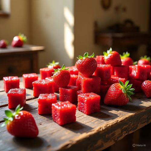 Strawberry Cubes, Color : Red for Snacking, Trail Mix