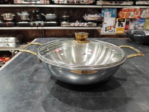 Stainless Steel Kadhai, Color : Grey for Cooking Use