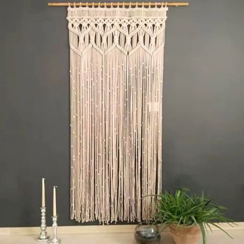 Plain Cotton Handmade Macrame Door Curtain, Color : Multicolor