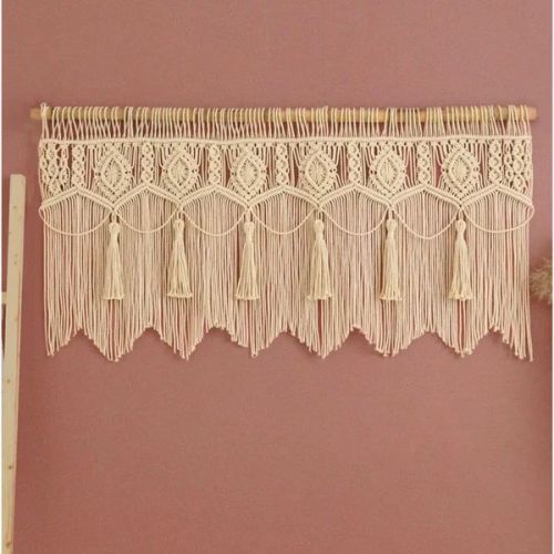 Plain Cotton Handmade Macrame Valance Curtain, Color : Multicolor