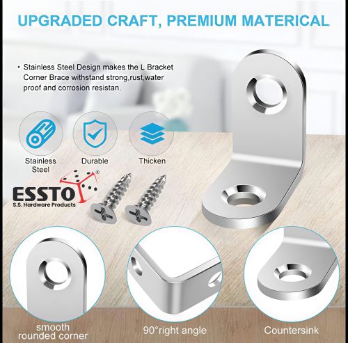 Stainless Steel Polished Corner Bracket, Color : Metallic 20-30mm