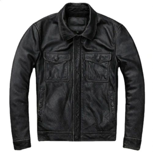 Plain Mens Factory Made Leather Jacket Casual Wear