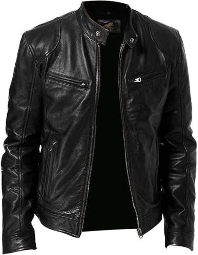Plain Mens Premium Lambskin Leather Jacket Casual Wear