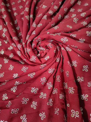 Polyester Premium Georgette Foil Print Fabric Festive Wear