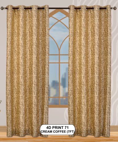4d Print 71 Cream Coffee Luxurious Light Window Curtains