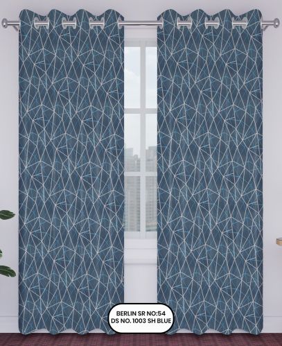 Printed Polyester Berlin Blue Jacquard Woven Curtains