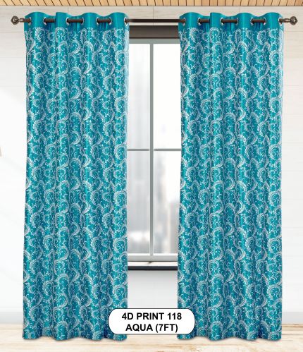 4d Print 118 Aqua Luxurious Light-filtering Elegance Curtains