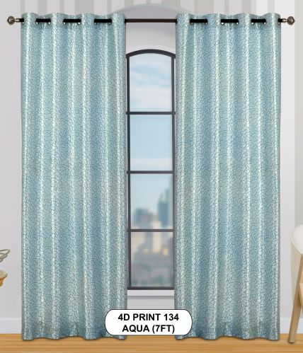 4d Print 134 Aqua Luxurious Light Window Curtains