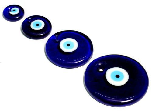 Crystal Glass Printed Blue Evil Eye Hanging 30-45mm