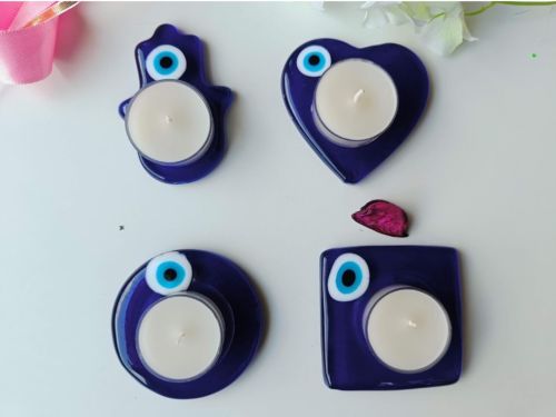 Hamsa Hand Evil Eye T Light Candle Holder