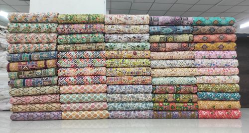  Rayon Foil Print Fabric, Color : Multicolor