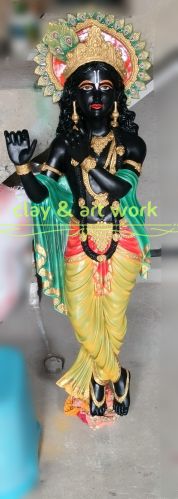 Polished Clay Krishna Statue, Color : Multicolored, Weight : 25 Kg