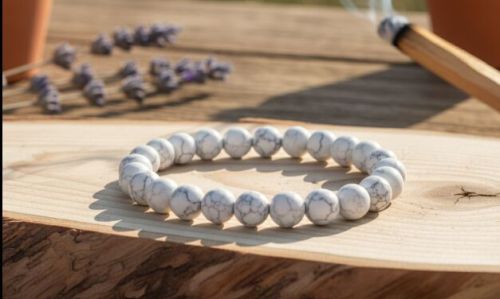 Wholesale Natural Howlite Gemstone Bracelet | Calming Stress Relief Crystal Beaded Jewelry | Bulk Ex