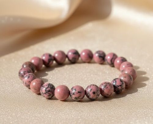 Natural Heart Chakra Healing Rhodonite Gemstone Bracelet