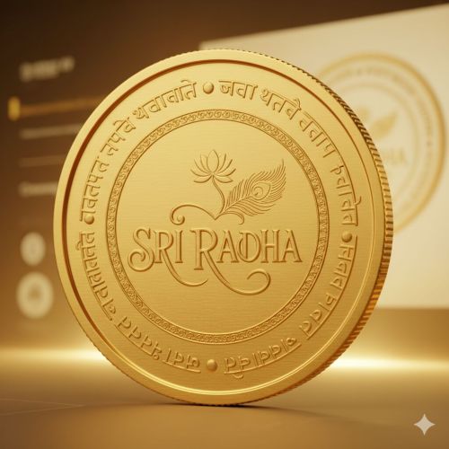 Polished Sri Radha Ji Gold Coin for Investment, Gifting Use