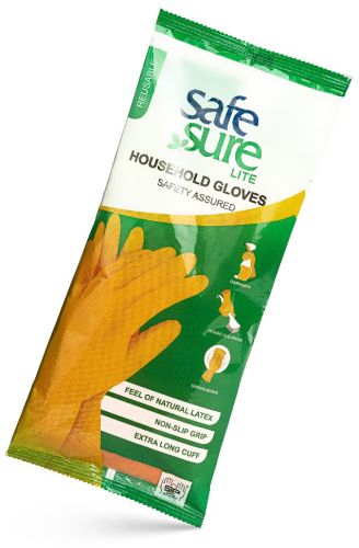 Latex Plain Safe Sure Household Gloves M, One Size Fits Most