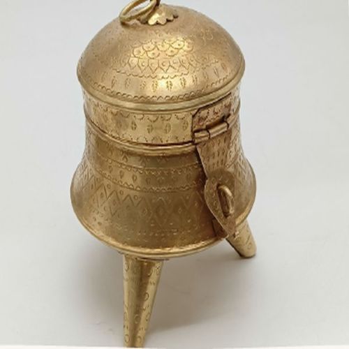 Polished Handcrafted Brass Trinket Box, Color : Golden