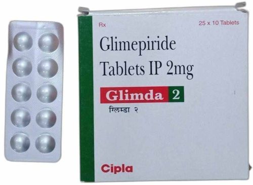 Glimda 2mg Glimepiride Tablet, Packaging Type : Box